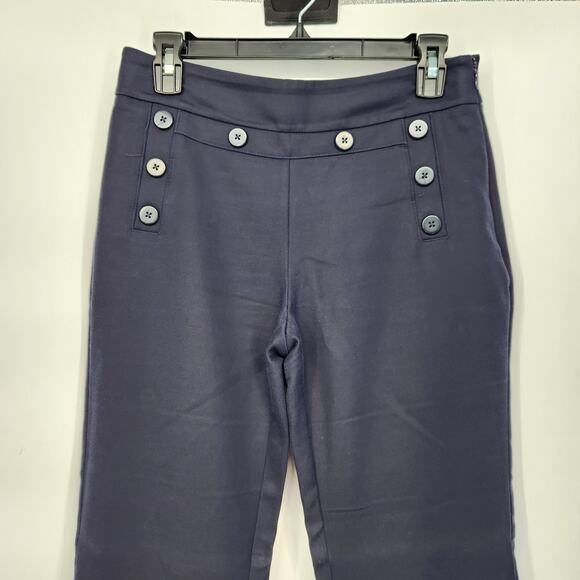 CAbi Navy Mariner High Rise Trouser Pants Flare Leg Nautical #5077 Women's 2 - Picture 5 of 10